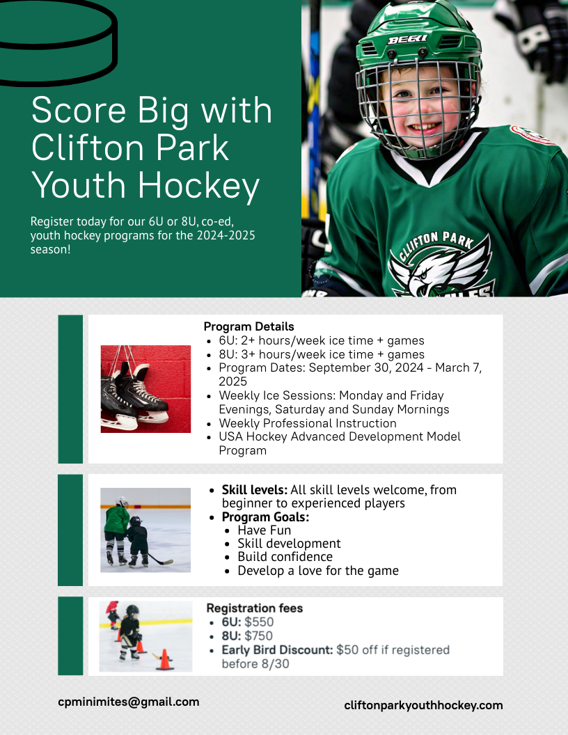 2024-2025 CPYHA 6U-8U Registration Flyer